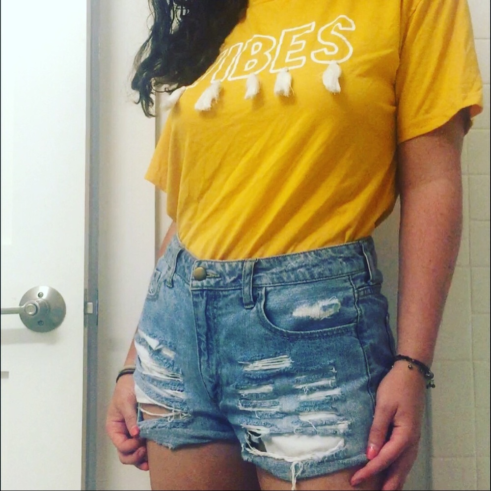 Sunny Backside Ripped Jean Shorts